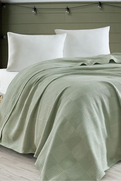 Eponj Home Battal Boy 100% Cotton Pique Cover 240X230 cm – Tile Patterned Green – Weave Series