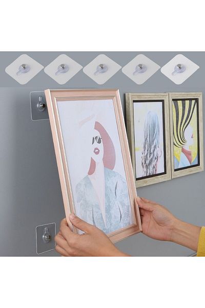 Toptan Bulurum 5 Pieces Adhesive Kitchen Bathroom Shelf Holder Hanger Pin Frame Multi-Purpose Hanger