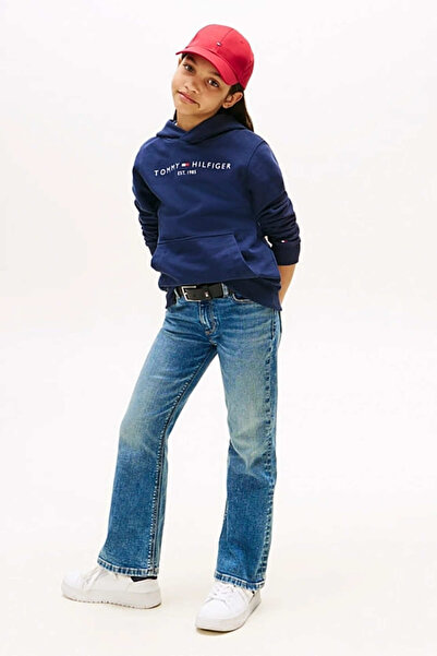 Tommy Hilfiger Unisex Çocuk Th Essential Hoodie Kapüşonlu Sweatshirt - Lacivert