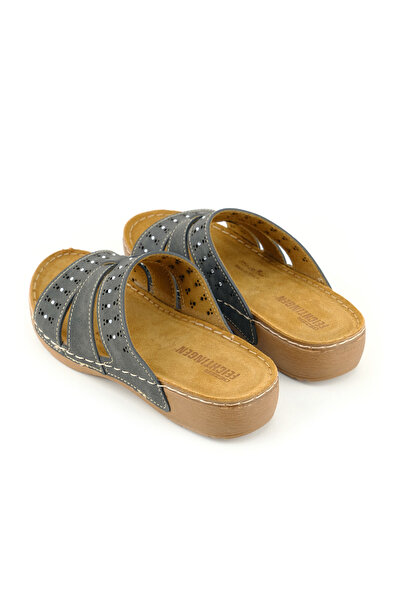 GEZER Feichtingen Γυναικεία καλοκαιρινή σόλα από γνήσιο δέρμα Άνετη σόλα καθημερινή παντόφλα