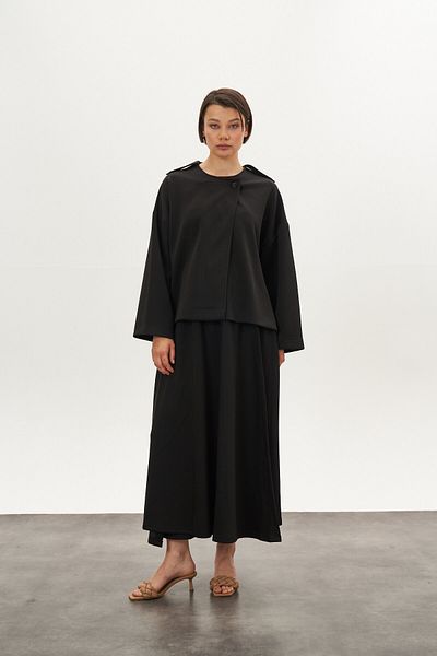 Mevra Double Breasted Modal Skirt Black