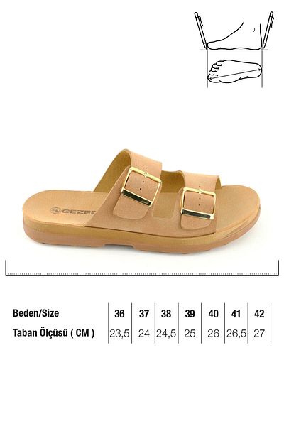 GEZER Women's Summer Faux Leather Two Buckle Adjustable Comfort Sole Daily Slippers