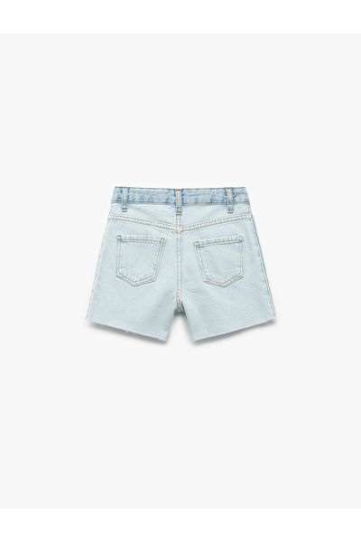 Koton Mini pantaloni scurți din denim cu buzunare lungi cu franjuri
