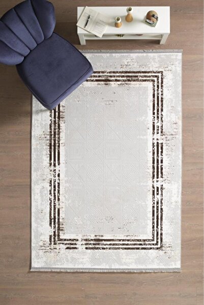 Red Halı Estetik ve Modern Saçaklı Kahverengi Pamuk Halı Salon Oturma Odası Y...