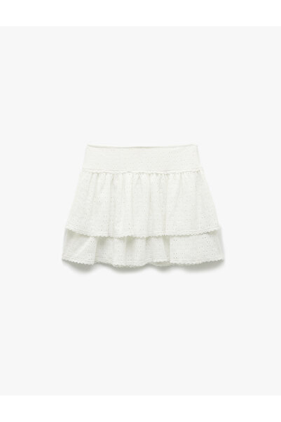 Koton Gipe Detaylı Kat Kat Fistolu Brodeli Mini Etek