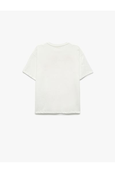 Koton Cotton Short Sleeve Cycling Bow Collar Printed T-Shirt