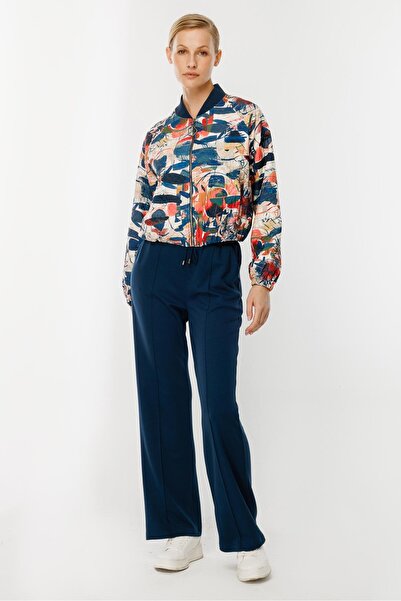 accort Fermuar Detaylı Kapitone Ceket-MAVİ