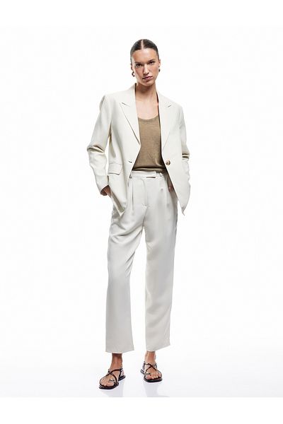 Koton Modal Cupro Fabric Pleated Detail Pocket High Waist Wide Leg Fabric Trousers
