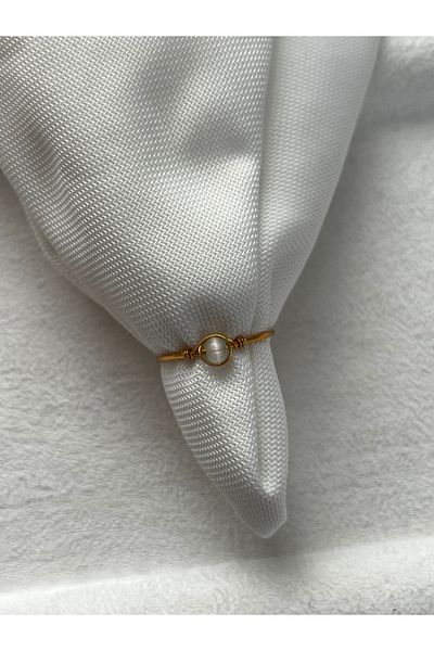 Pel Design Minimal Green Cat's Eye Adjustable Gold Wire Ring