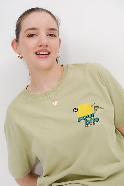 Addax Lemon Printed Short Sleeve T-Shirt P10462