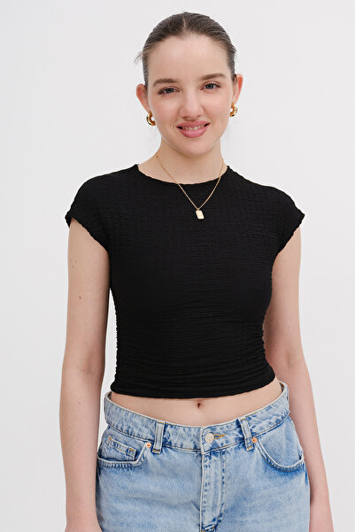 Addax Μπλουζάκι με υφή Crop P18308