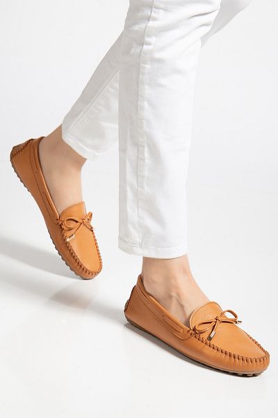 ANALİN SHOES Дамски класически мокасини от естествена кожа - кафяви