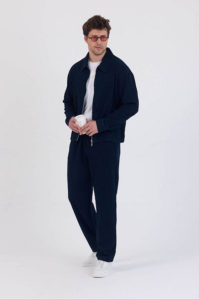 Cosplay Zipper Jacket Pantalon Double Suit Men's Relax Fit Washed