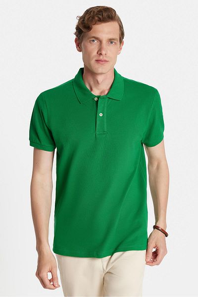 Tudors Ανδρικό T-shirt Slim Fit Slim Fit 100% βαμβακερό πράσινο γιακά πόλο