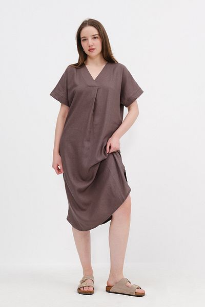 Addax Linen Blend Midi Dress E3131