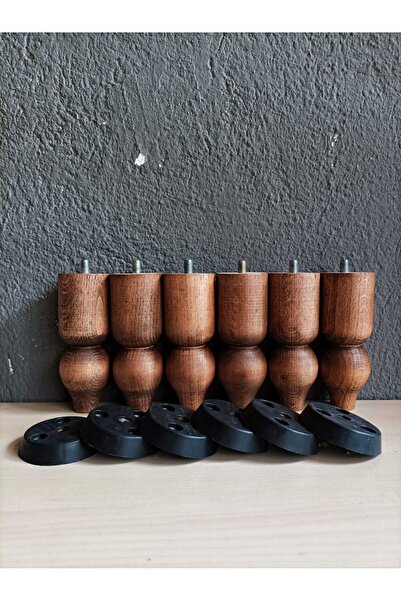 Dijital Bazar DİJİTAL BAZAR 12 CM CEVİZ 6 LI TORNA AYAK AHŞAP AYAK