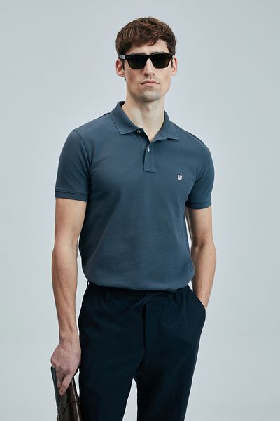 Lufian Με λογότυπο Βαμβακερό Comfort Fit Κουμπί γιακά Polo 2'li Μπλουζάκια Ανδρικό T SHIRT 111040206S2