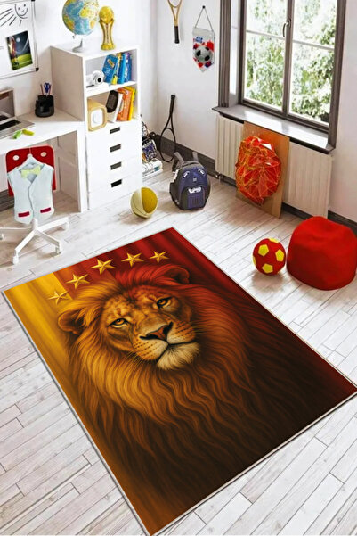 Viva Home Kaymaz Tabanlı Sarı Aslan 5 Yıldız Taraftar Halısı VH142