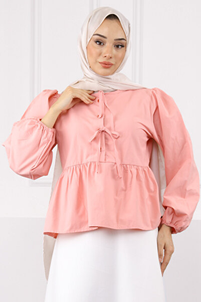 İmajButik Πουκάμισο Poplin με μανίκια σε πούδρα