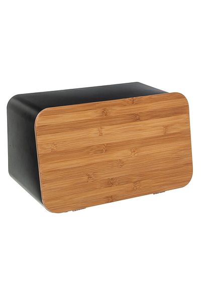 5 five simply smart 5five Simple Smart Bread Box, 37x22 cm, Metal/Bamboo, Black/Brown