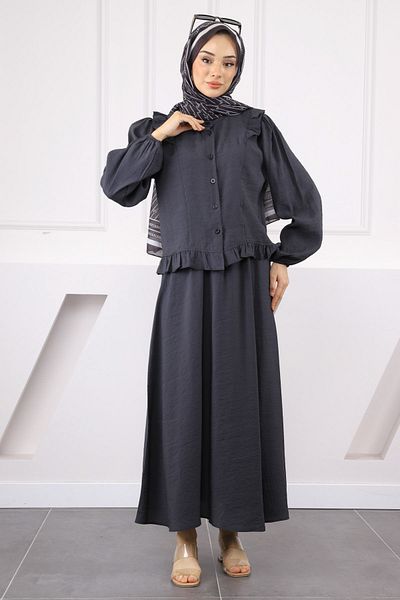 İmajButik Σετ πουκάμισο Anthracite με φούστα
