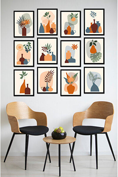 kutuTR Dekorize Mdf Tablo Seti 12 Parça - Salon Oturma Odası İçin Duvar Dekor...