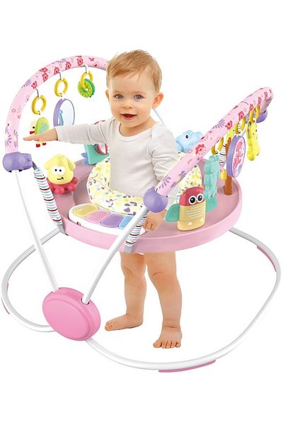 WePro Store Pink Baby Jumper 360° Seat, Sounds, Lights & Toys – Height Adjustable, for Babies 6M+