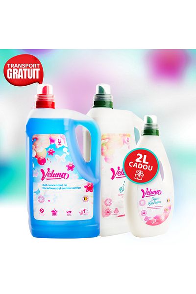 Veluna Veluna Total Care Package 10L-5L GEL Detergent- Bicarbonate&Enzyme + 5L Super Conditioner+GIFT-100 washes