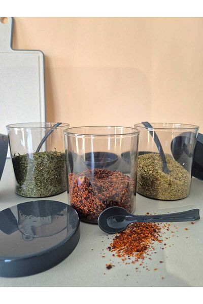 Lider MAGNESİA 3-Piece Spice Set with Stand 500ml Anthracite