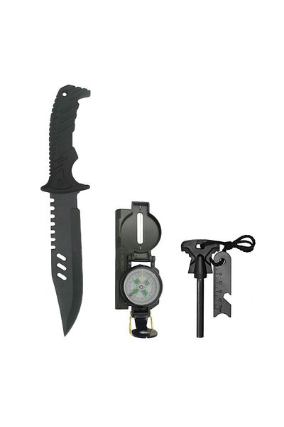 Globalport Retail Military Knife Set 32 ​​cm, sheath included, Amnar and Metal Compass