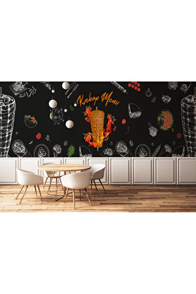 Tasarım Kebap Menü Çizgisel Döner Kebap Patates Kızartması Fast Food Cafe Res...