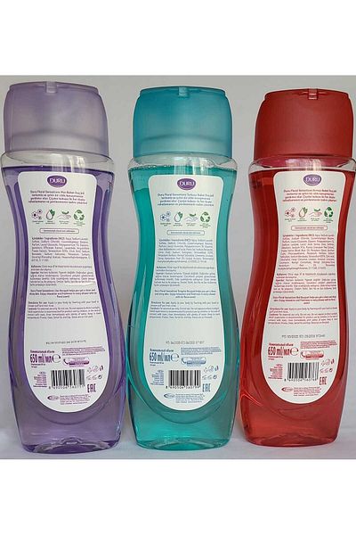 Duru Floral Sensation Shower Gel Set 3 Pieces X 650 ml (Purple + Turquoise + Red)