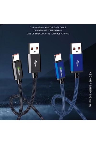 REDz Accessories Cablu KSC-967, USB la Tip-C, Compatibil cu iPhone 15/16 și Android, Încărcare rapidă 3A, Albastru