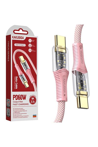 REDz Accessories Cablu KSC-809, Tip-C la Tip-C, Compatibil cu iPhone 15/16 și Android, Încărcare rapidă 60W, Roz