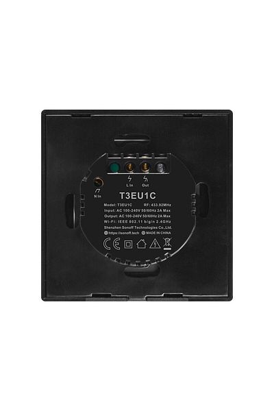 Sonoff Simple smart switch, black tempered glass, can mount, Alexa and Google Assistant compatible, Sonoff