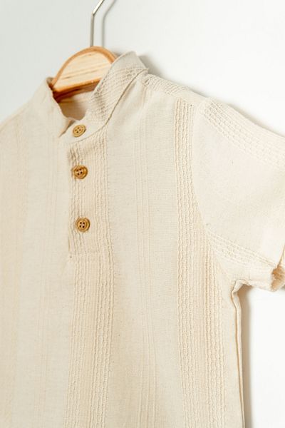 Bulut Baby 2-Piece Set with Shirt and Striped Short Sleeve Shorts