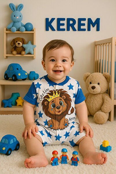 BEREKET BABY Cute Lion Printed Short Sleeve Baby Romper 0-9 Months
