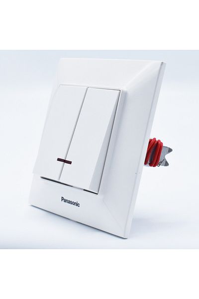 PANASONIC Double two way switch with led 10A, IP20, White, Panasonic Arkedia Slim