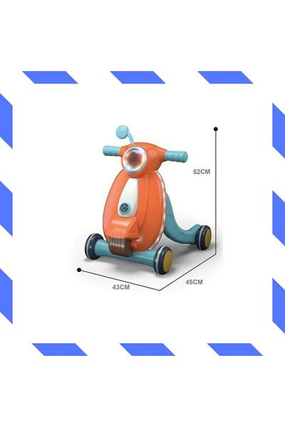 WePro Store Baby walker, 12 months+, orange, 45x43x52 cm, 3 wheels, sound and light effects