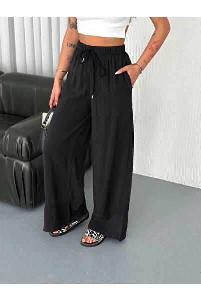 Noa Noa Elastic Waist Wide Leg Modal Fabric Trousers