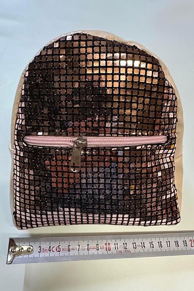 Hobigram Gold Detailed Square Sequin Children's Backpack Children's Accessory Backpack Children's Bag Model