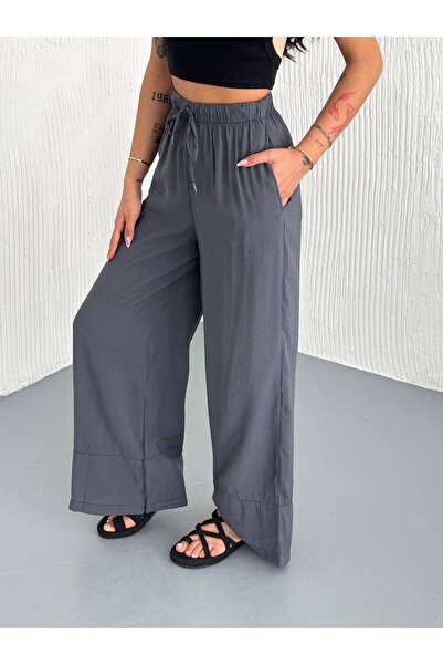 Noa Noa Elastic Waist Wide Leg Modal Fabric Trousers