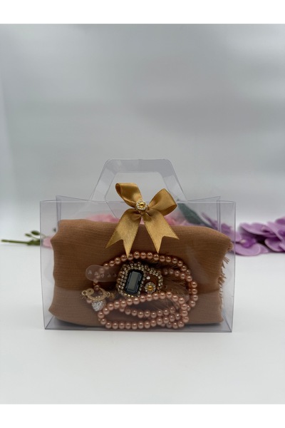 Uğurlu Hac asetat çantalı baş örtü zikirmatik inci tesbih 10 lu set