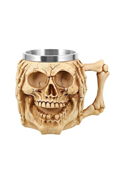 Globalport Retail Halba de bere Deaf Skeleton 400 ml, inox+rasina, Bej