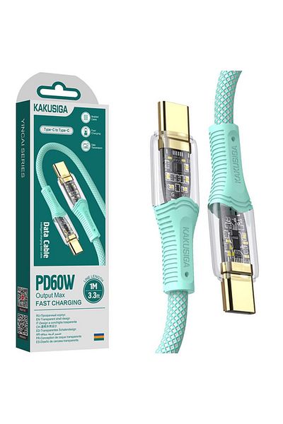 REDz Accessories Cablu KSC-809, Tip-C la Tip-C, Compatibil cu iPhone 15/16 și Android, Încărcare rapidă 60W, Verde