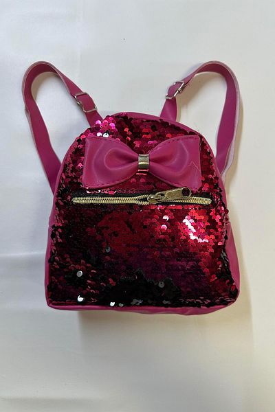 Hobigram Fuchsia Bow Tie Detailed Gold Zippered Children's Bag Children's Backpack School Bag Children's Accessory