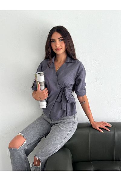 Noa Noa Linen Shirt with Tie Detail
