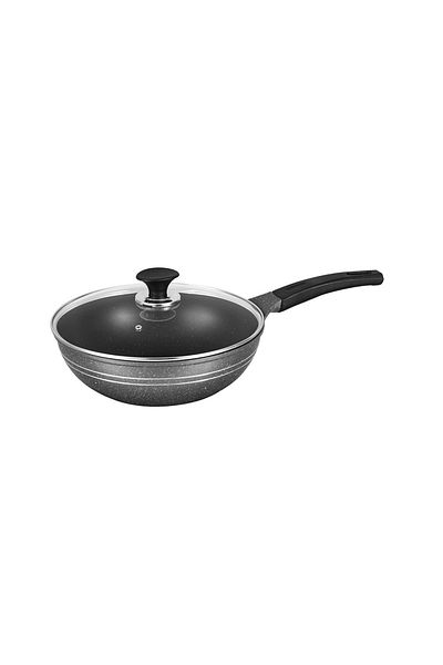 SONEX Eden Vok 30cm Die Cast Aluminum With Tempered Glass Cover, Bakelite Handle, All cooktops