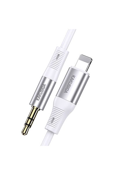 REDz Accessories Cablu audio KSC-891, de la Lightning la mufă de 3,5 mm, lungime 1 m, silicon, alb