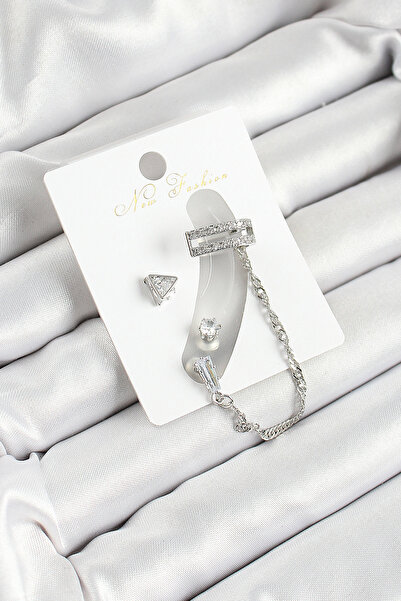 callerrons accessories طقم أقراط نسائية من حجر الزركون على شكل مثلث من النحاس...